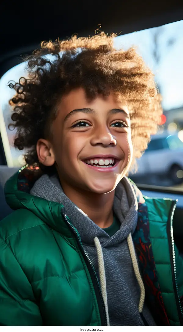Portrait of a smiling boy with curly hair