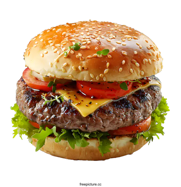 [Transparent Background PNG]Delicious Cheeseburger on White Background