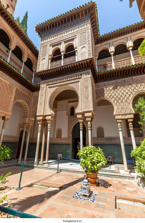 Courtyard of the Palace of the Generalife in Granada Spain