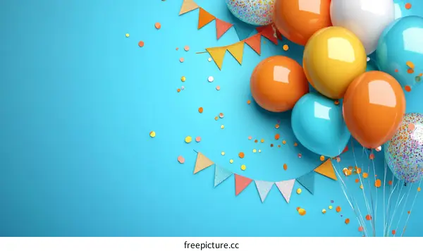 Colorful Birthday Balloons and Confetti