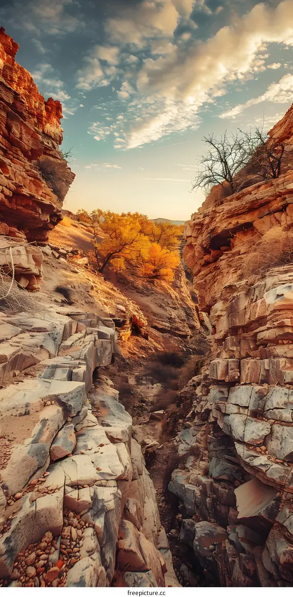 Canyon Landscape With Cloudy Sky