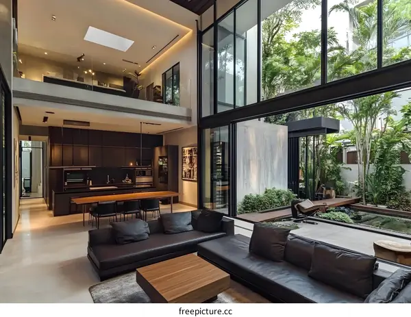 Modern House Interior Design with Large Windows and Open Floor Plan