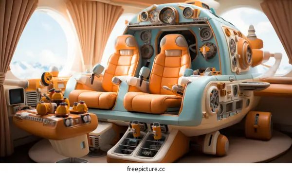 futuristic spaceship interior seats control panel