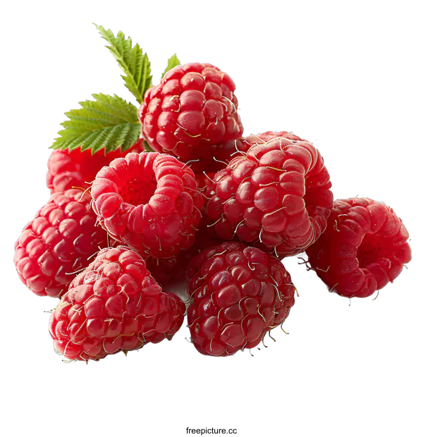 [Transparent Background PNG]Fresh ripe raspberries on white background