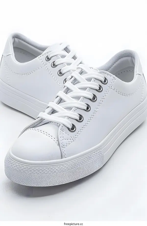 A pair of white sneakers