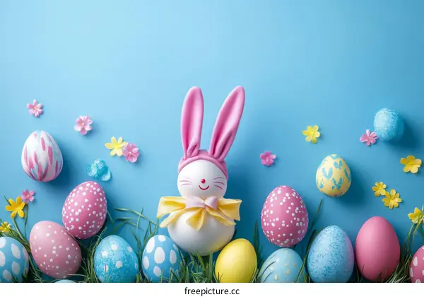 Colorful Easter Eggs and a Bunny Decoration