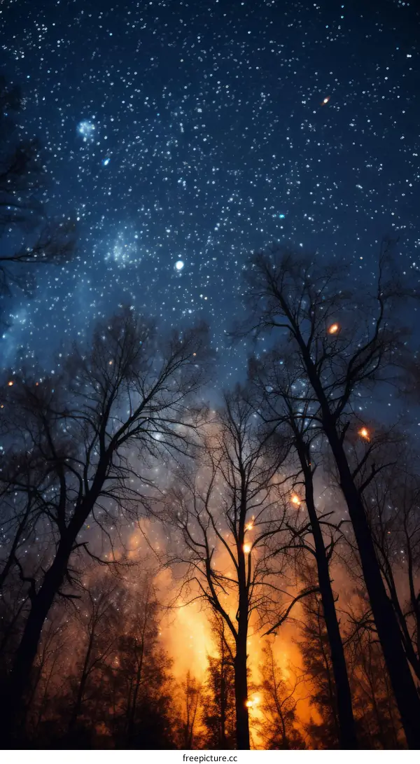 Night sky with stars and trees
