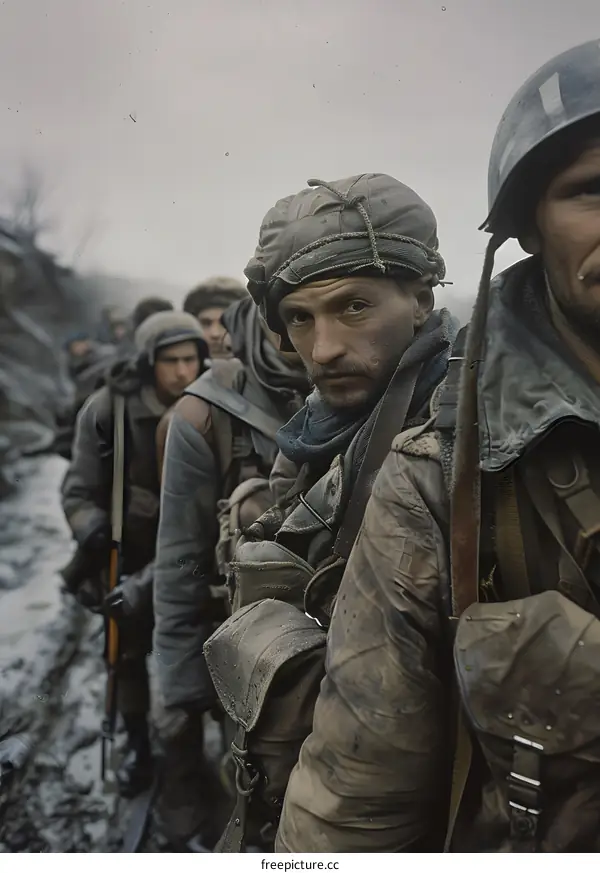 Portrait of a soldier in a war