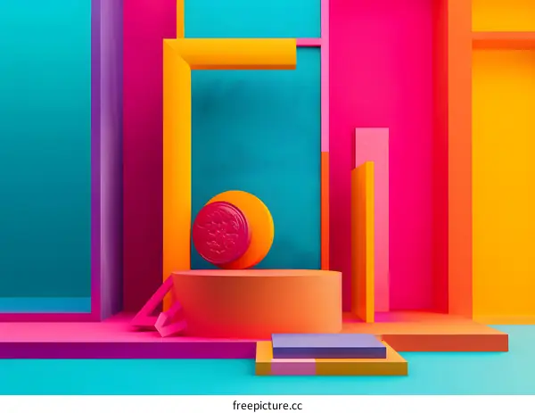 Abstract Background With Colorful Geometric Shapes