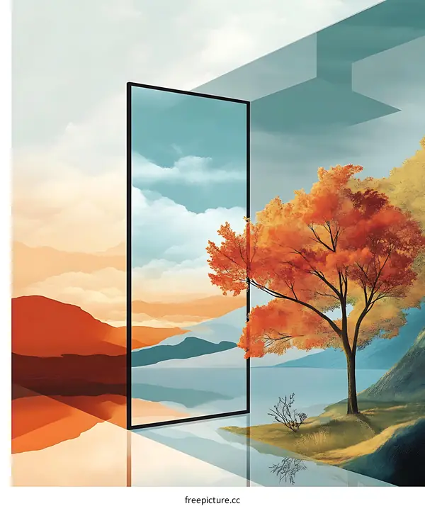 Abstract Landscape with Tree in Frame