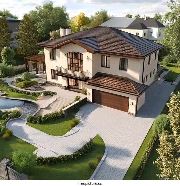 Modern Home With Swimming Pool And Garden