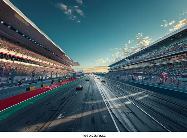 Formula One cars racing on a track