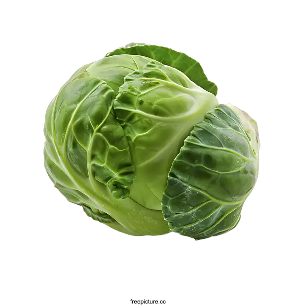 [Transparent Background PNG]Fresh Green Brussels Sprout Isolated on White Background