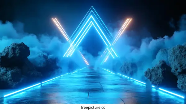 Neon Light Abstract Futuristic Scene