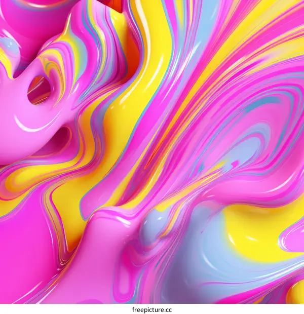 Colorful 3D rendering of a liquid-like substance