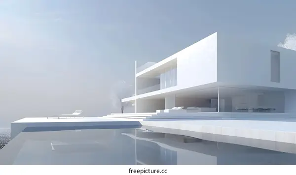Minimalist Modern White House with Swimming Pool
