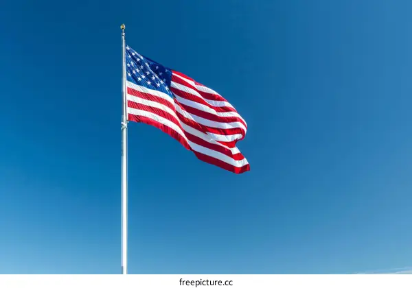American flag waving in the wind