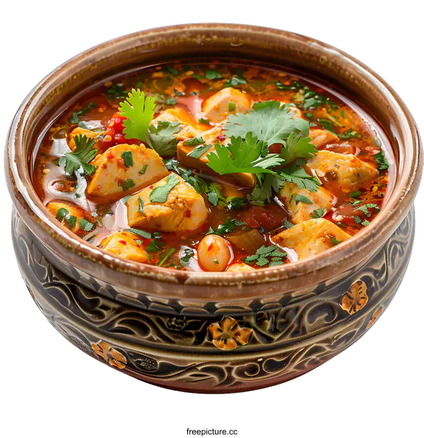 [Transparent Background PNG]Spicy chicken stew in a bowl