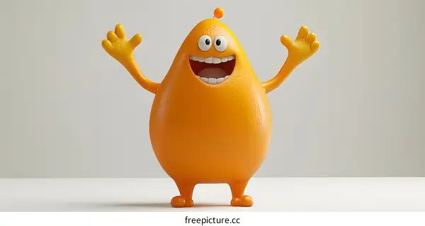 Happy Orange Cartoon Character