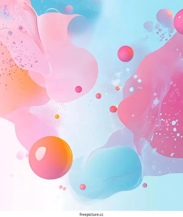 Abstract Colorful Liquid Shapes With Floating Spheres