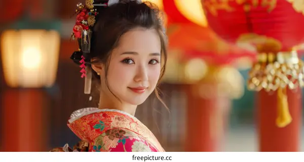 Japanese Maiko in Traditional Kimono