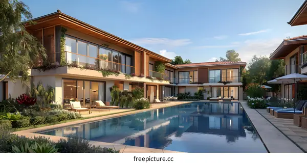 Modern Villa with Pool and Lush Greenery