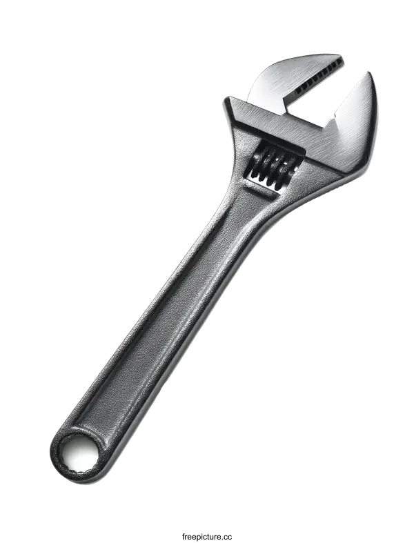 [Transparent Background PNG]Adjustable Wrench Tool Close-up on White Background