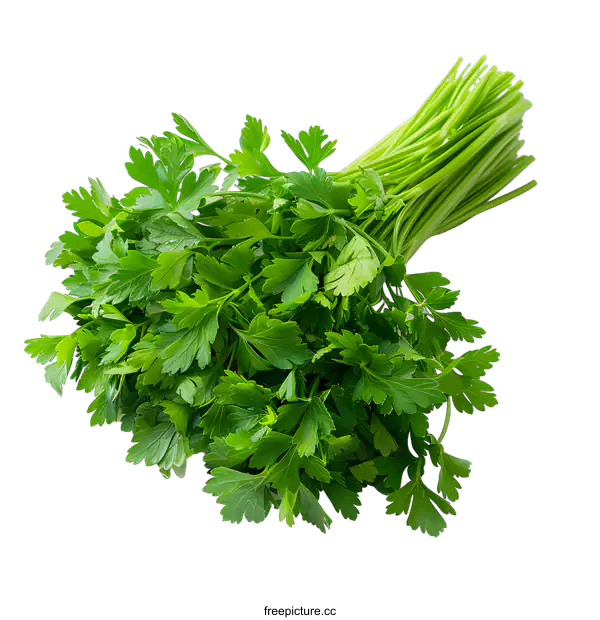 [Transparent Background PNG]Fresh parsley bunch on white background