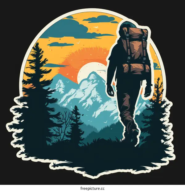 Man hiking in the mountains