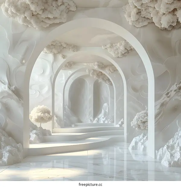 Arched Corridor with Cloud-Like Formations