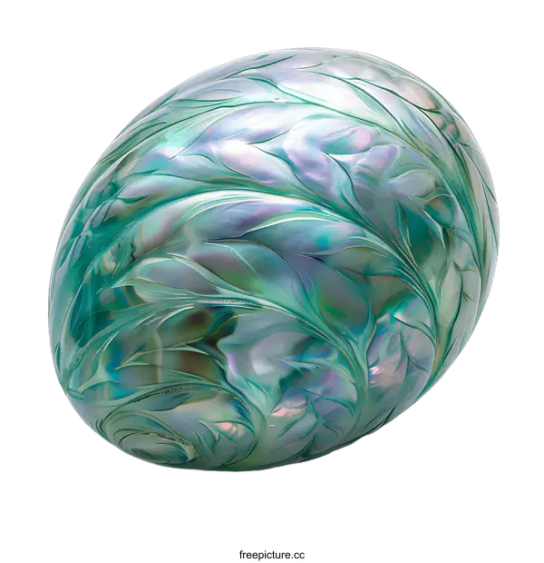 [Transparent Background PNG]Green and purple iridescent glass paperweight