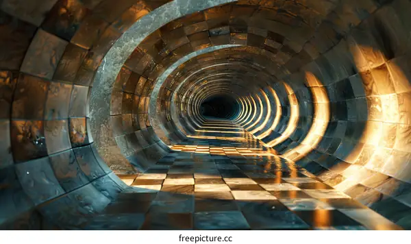 Glowing Tunnel: Futuristic 3D Render