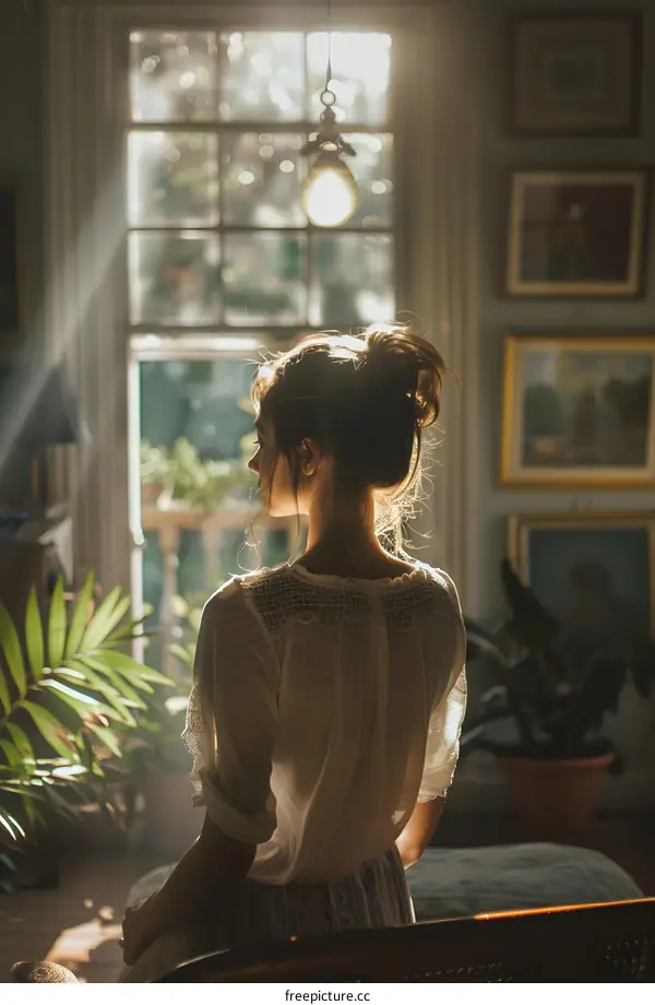 girl sitting in front of the window