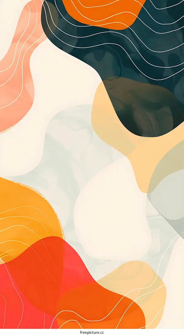 Abstract Background With Colorful Fluid Shapes And White Lines