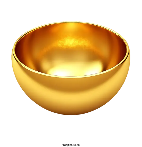 [Transparent Background PNG]Golden Sphere Bowl Object Illustration