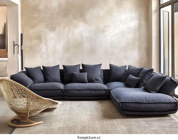 Modern sectional sofa in a stylish living room