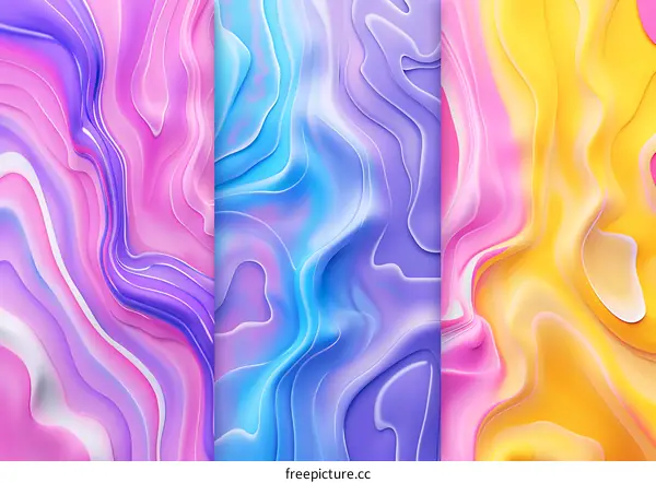 Abstract Background with Wavy Lines in Pink, Blue and Yellow Colors