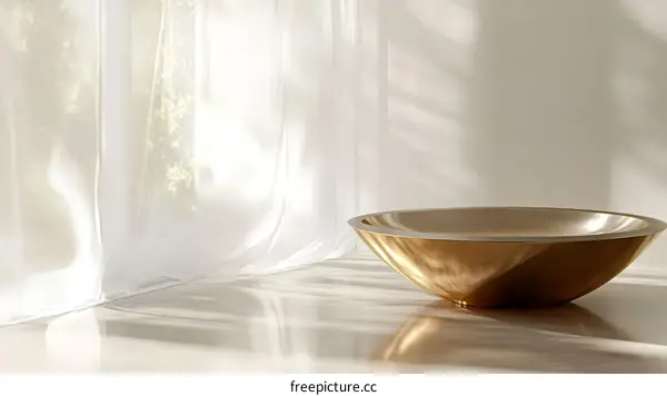 Modern Decorative Golden Bowl in a Minimalist Setting