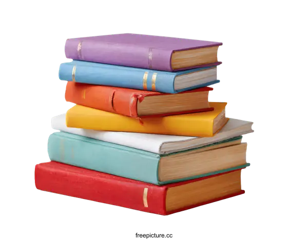 [Transparent Background PNG]Colorful Books Stacked High