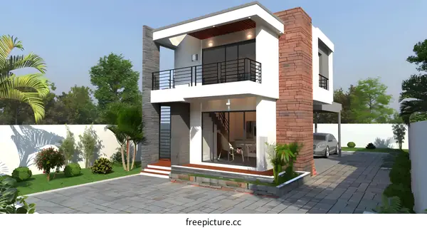 Modern Two Story House Design With Balcony