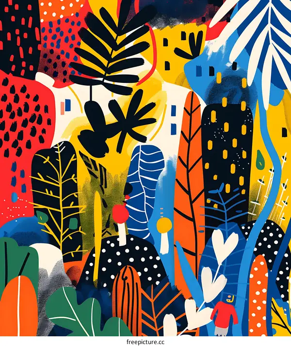 Abstract Colorful Forest Illustration