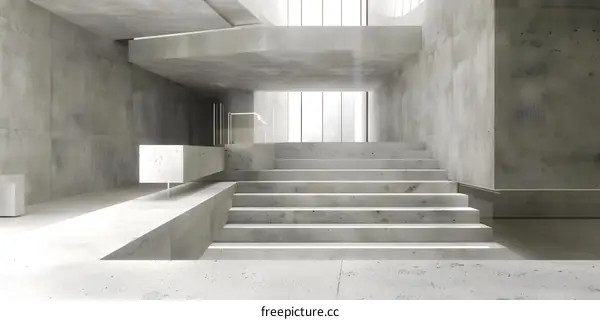 Minimalist Concrete Architecture Interior Design With Stairs