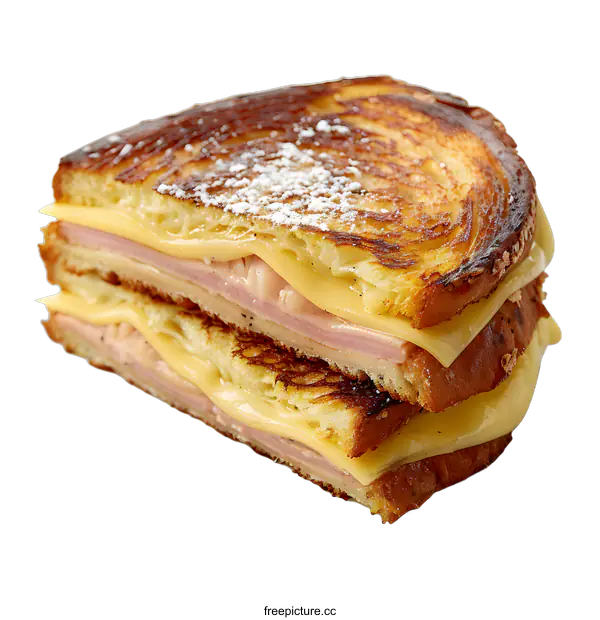 [Transparent Background PNG]Ham and cheese sandwich on white background