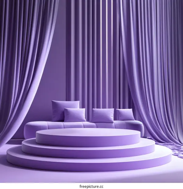 Purple Velvet Stage Display with Drapes
