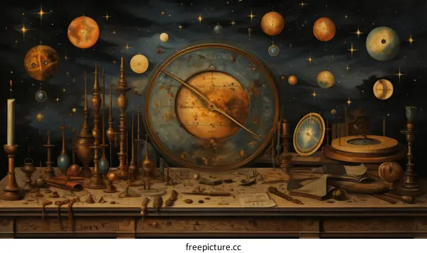 An illustration of an antique celestial planisphere