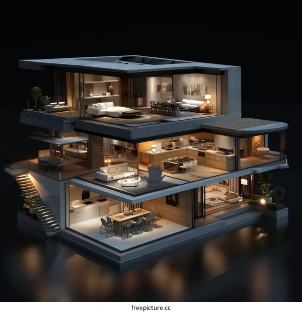 Modern Luxury House Architectural Illustration