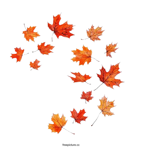 [Transparent Background PNG]Autumn Leaves Falling in a Circle