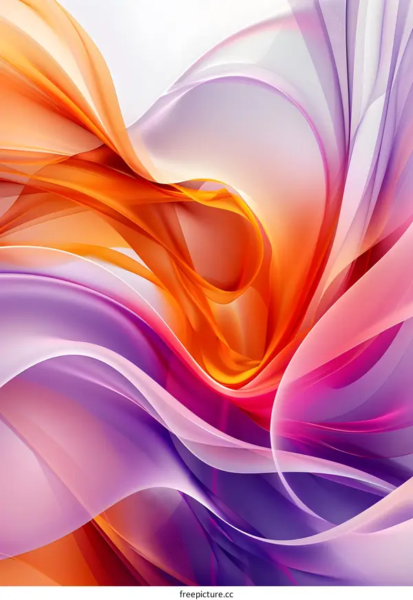 Abstract Background With Wavy Lines In Purple And Orange