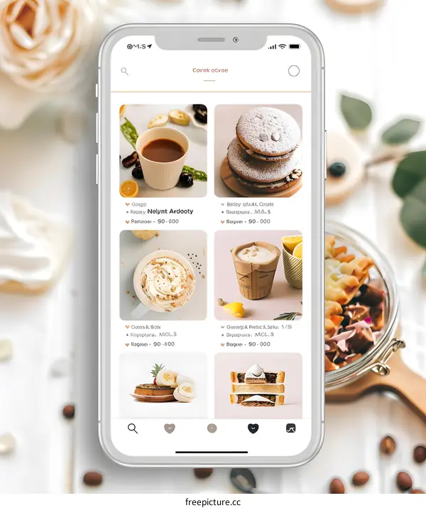 Mobile Phone Screen Showing Food Order App