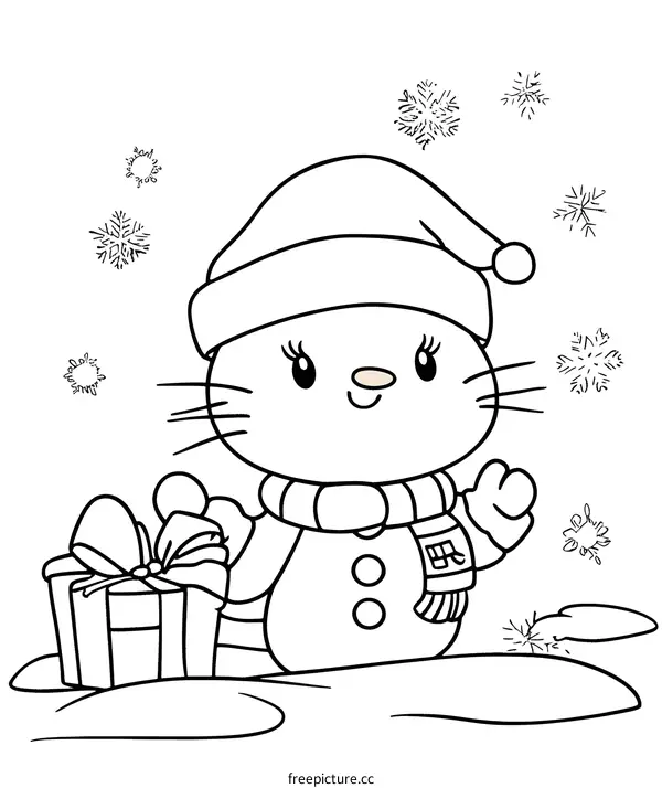 Cute Cat in a Santa Hat Holding a Christmas Gift
